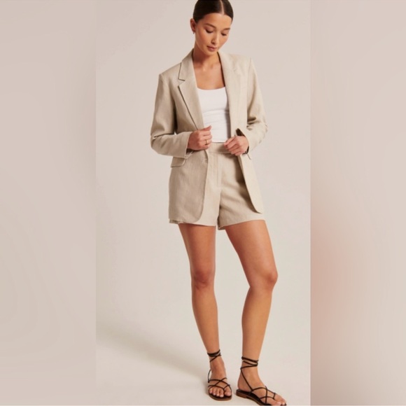 NWOT Abercrombie & Fitch Linen Blend Blazer - Picture 2 of 6